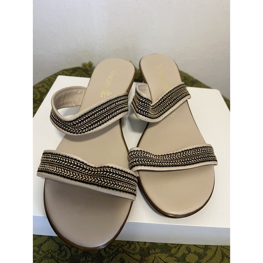 Toscanella Mimma Sandals Womens 10 Double Band Slip On Wedge Made in Italy